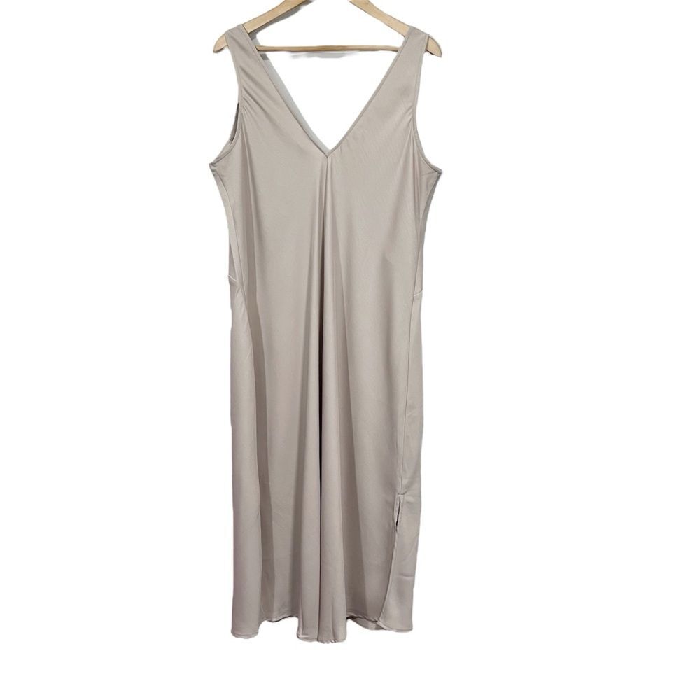 A New Day Cream Satin Sleeveless Midi Slip Dress XXL - Picture 7 of 8